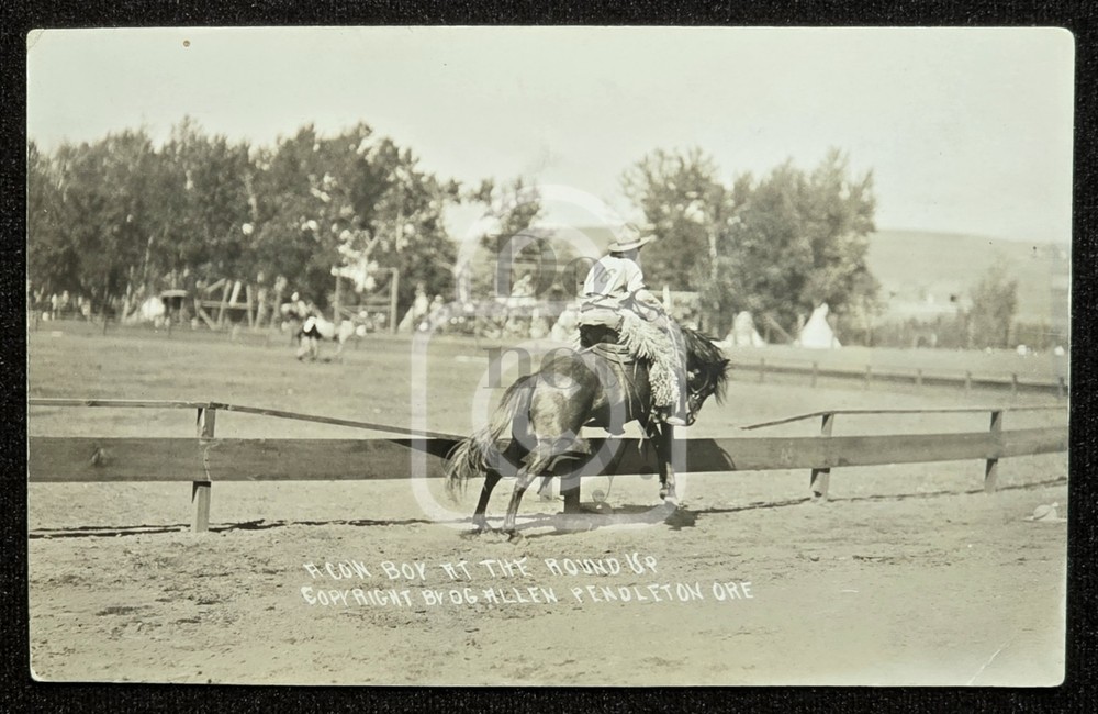 RPPC of a Cowboy at Pendleton Round Up, Oregon. C 1910 O G Allen. Umatilla Co