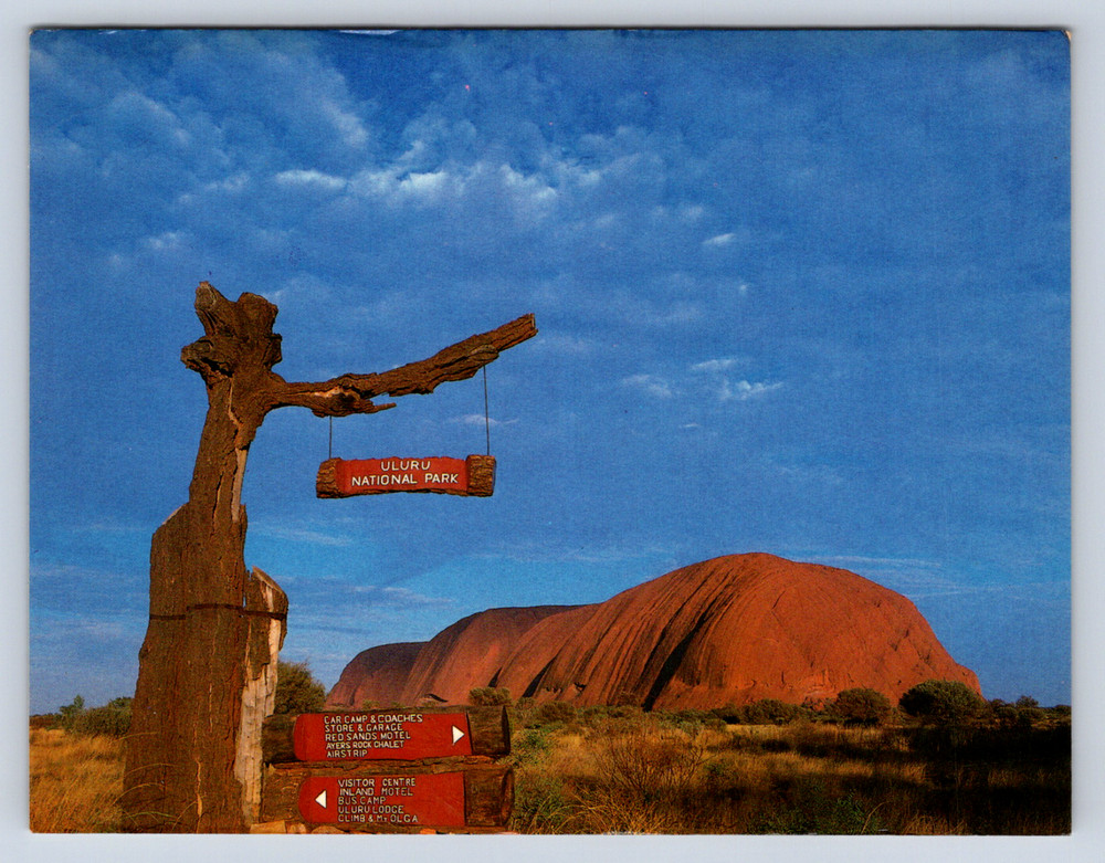 Vintage Postcard Uluru Ayers Rock Northern Territory Australia Red Sky