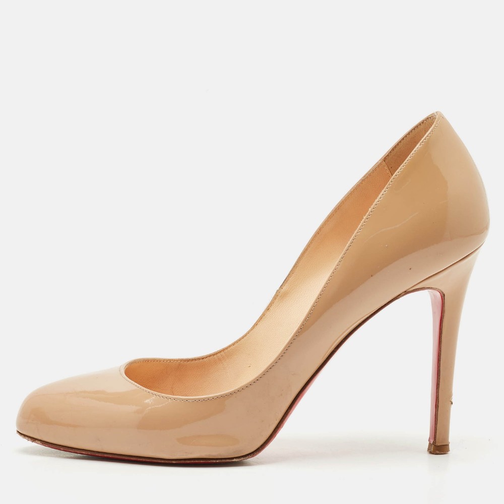 Christian Louboutin Beige Patent Leather Fifi Pumps Size 385