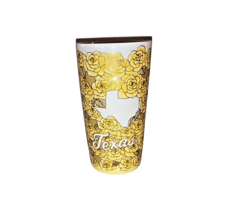 STARBUCKS TEXAS Ceramic Travel Tumbler Yellow ROSE