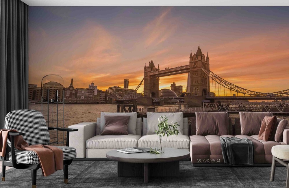 3D City Sunset Landscape Wall Murals Wallpaper Murals Wall Sticker