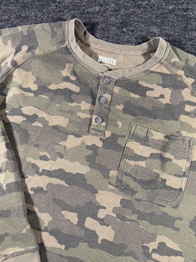 Duluth Trading Thermal Henley Shirt Men’s 3XL Camo Waffle Knit Relaxed Fit