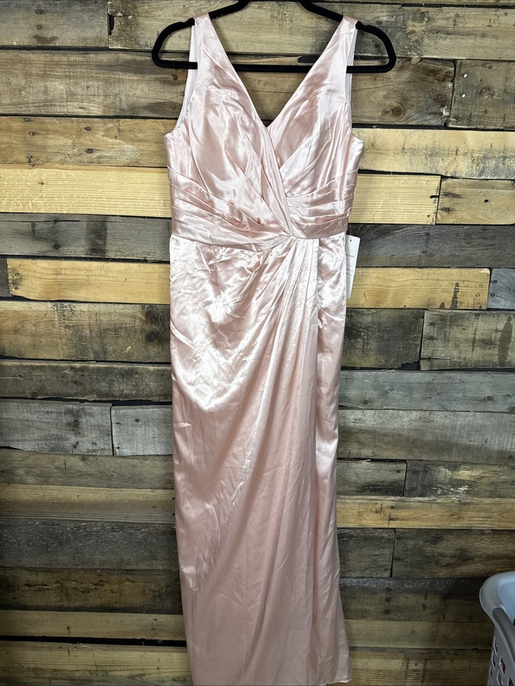 Light Pink Blush Formal Satin Dress Medium(? See Desc)