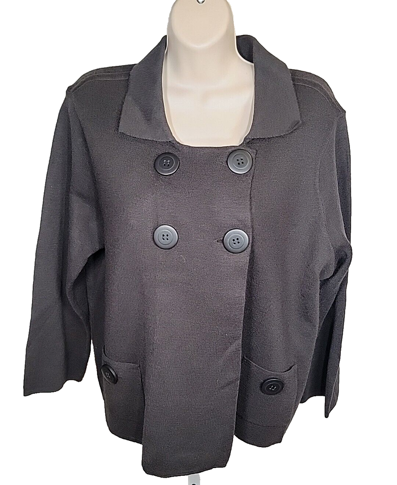 COVINGTON Black Double Breasted 30% Wool Buttoned Pockets Size L