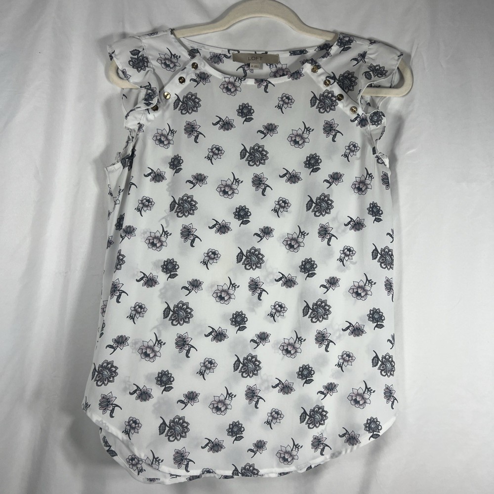 Ann Taylor LOFT Pullover Top Blouse Short Sleeve Floral Women’s Size XSmall