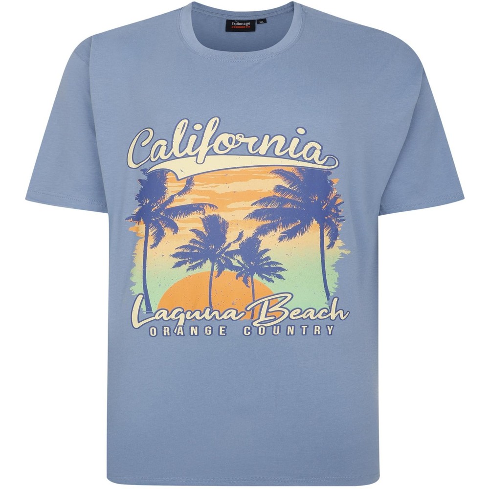 Espionage Mens Laguna Beach Big & Tall Short Sleeve T-Shirt - Blue - 5XL