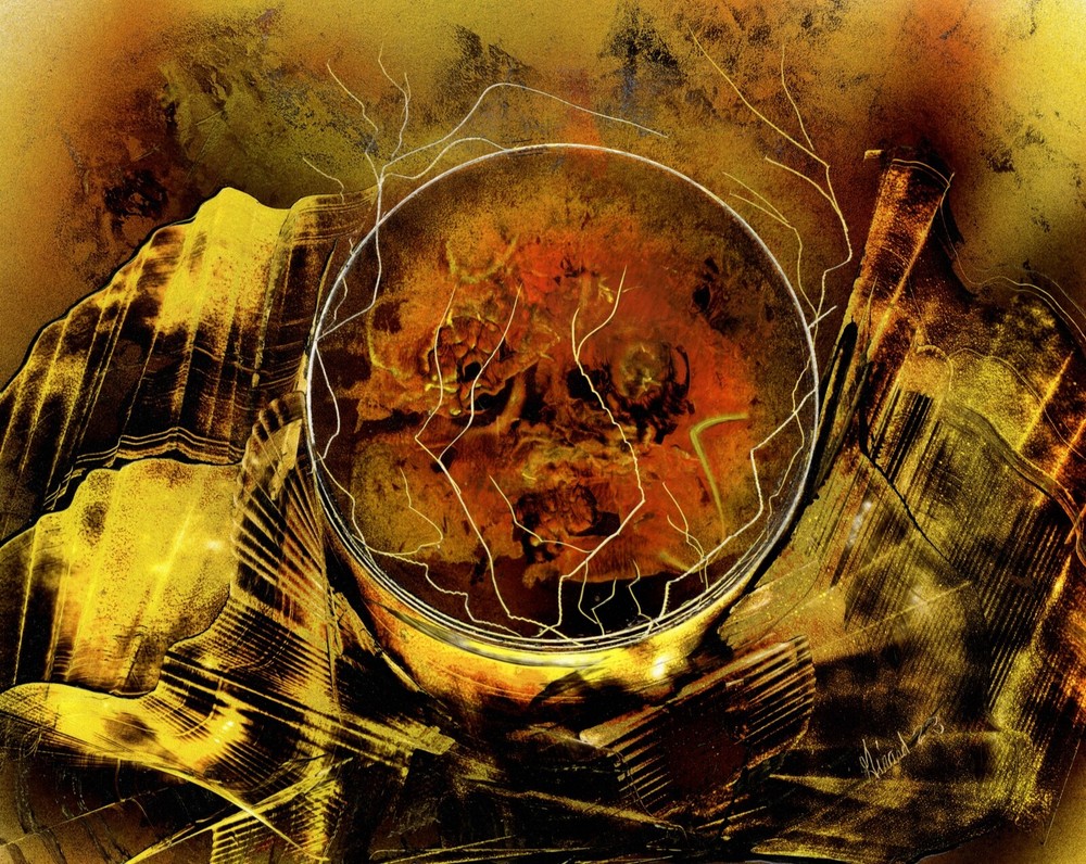 Original Spray Art Painting of a Red Round Circle Abstract Art by Jason Girard