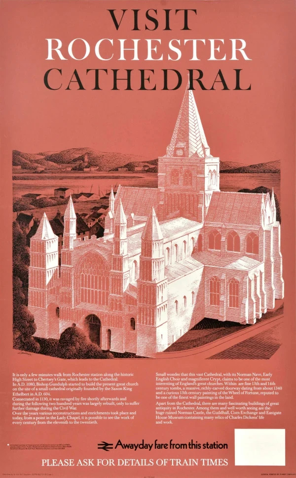 Rochester Cathedral British Rail Vintage Travel Poster Print