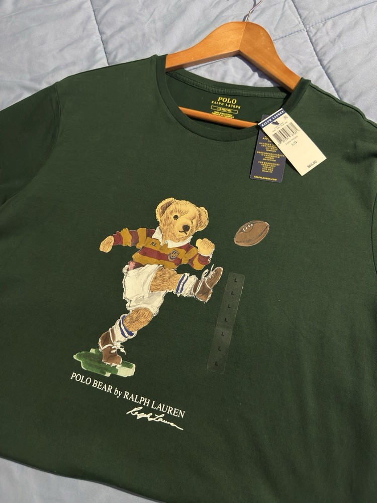 Polo Ralph Lauren Green Polo Bear Graphic Logo Crew Neck Tee Men’s L