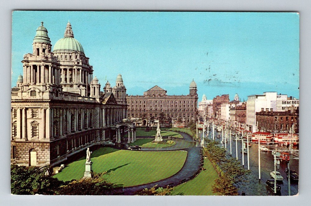 Northern Ireland- Belfast City Hall & donegall Square Old Card Vintage Postcard