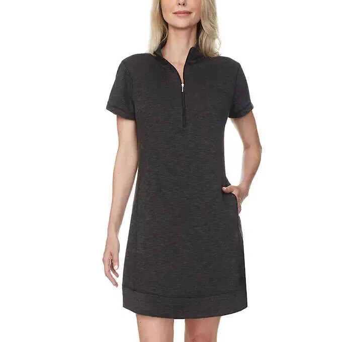 Legendary Outfitters Women's Quarter Zip Knit with Pockets Dress, Black, Size S