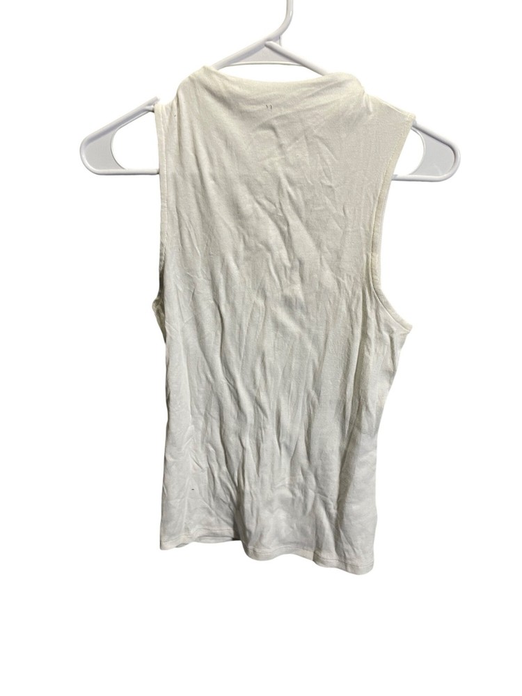 A New Day Womens Sleeveless White Ribbed Tank Top Size S