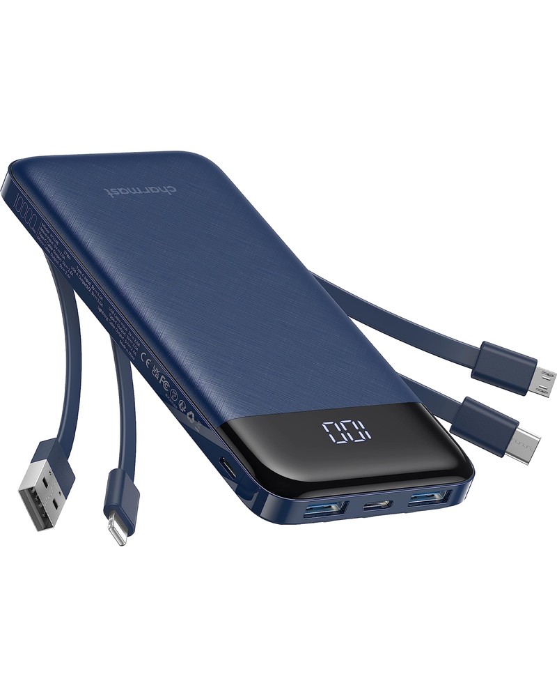 Portable Charger with Built in Cables, Portable Charger with Cords Wires Slim...