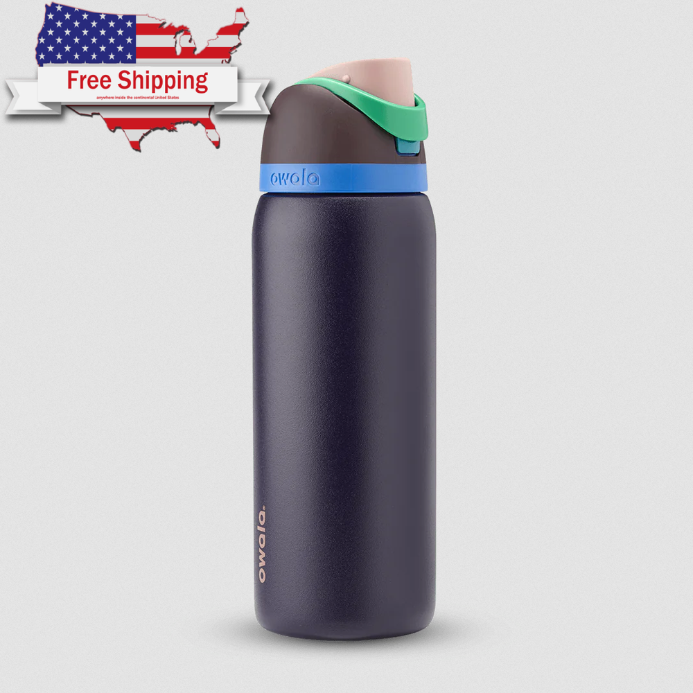 Owala FreeSip Stainless Steel Insulated Water Bottle, 32oz, Night Safari.