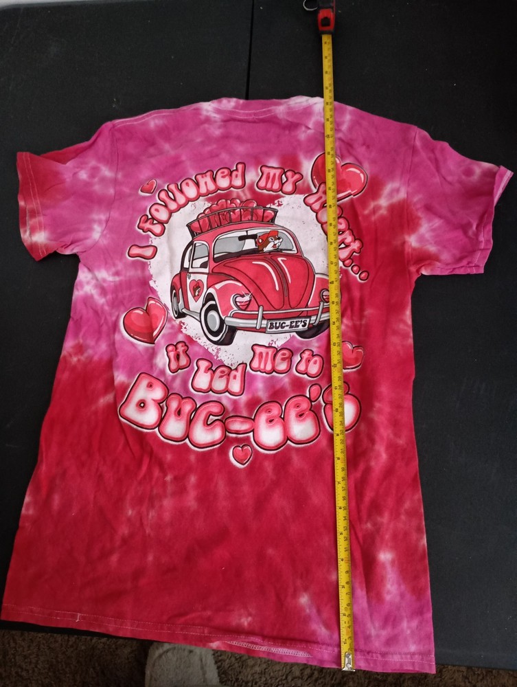 Bucees Valentine Tye Dye VW Bug T Shirt Women's Sz S,