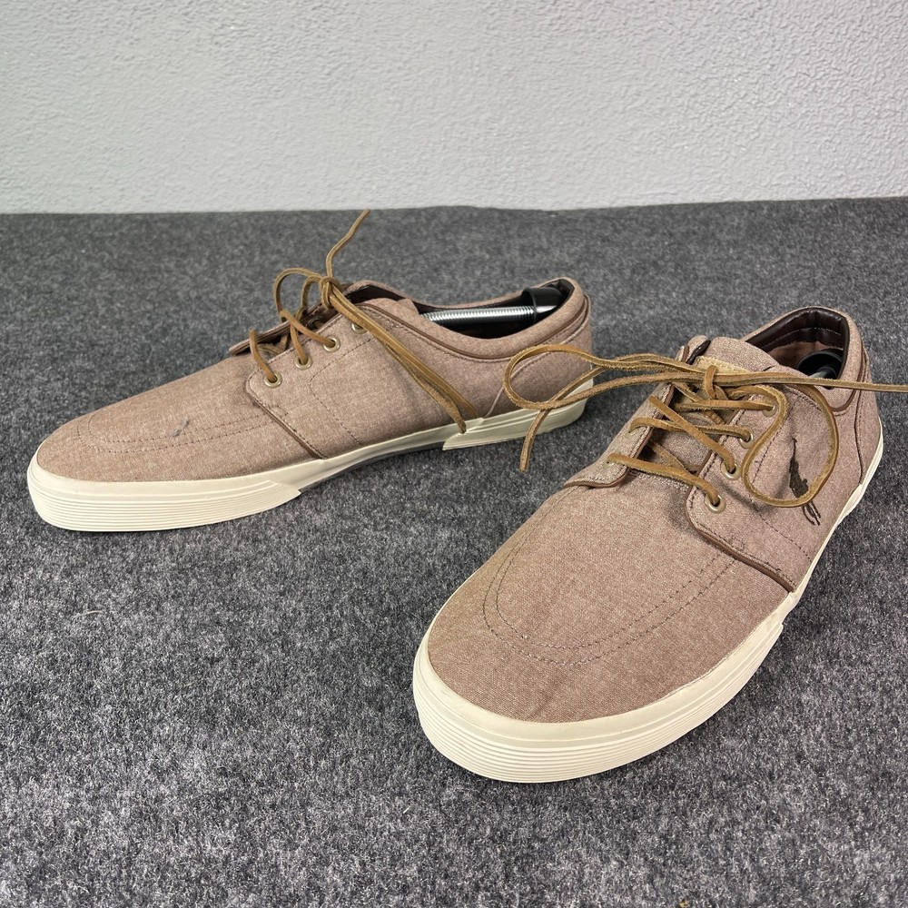 Polo Ralph Lauren Faxon Low Mens 16D Brown Canvas Sneakers Casual Shoes