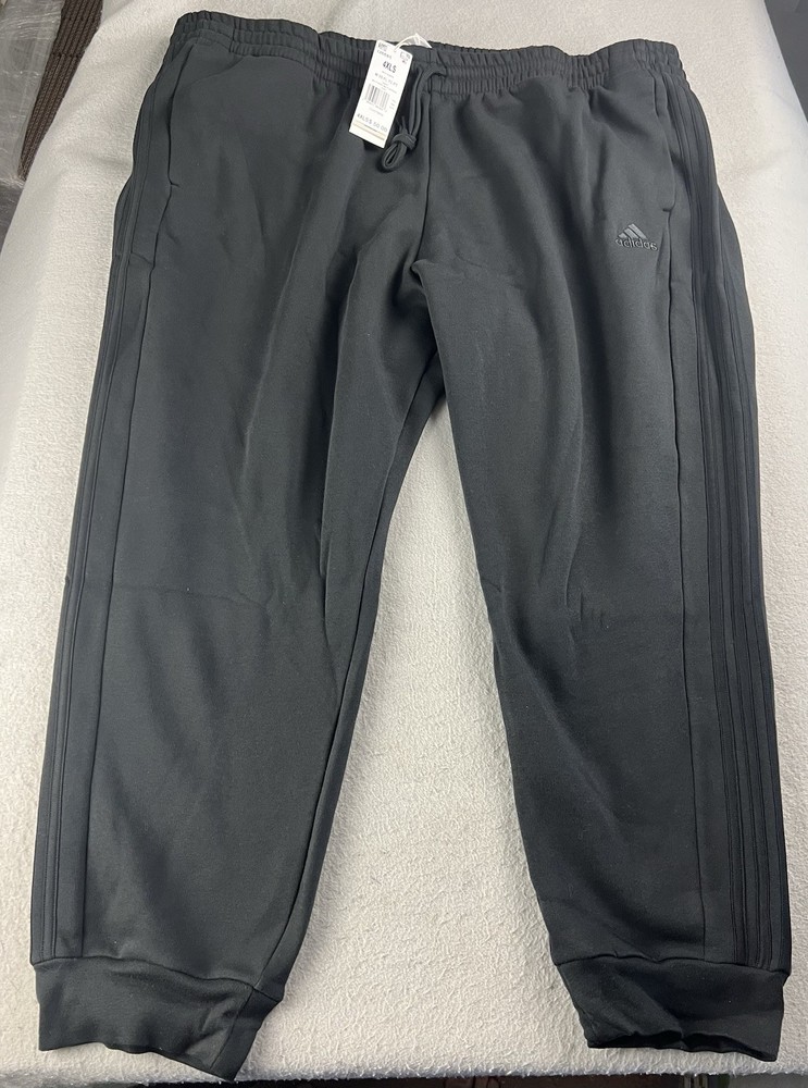 Adidas Men's Essentials Fleece Tapered Cuff 3-Stripes Pants Sz 4XLS (30”) IJ8885