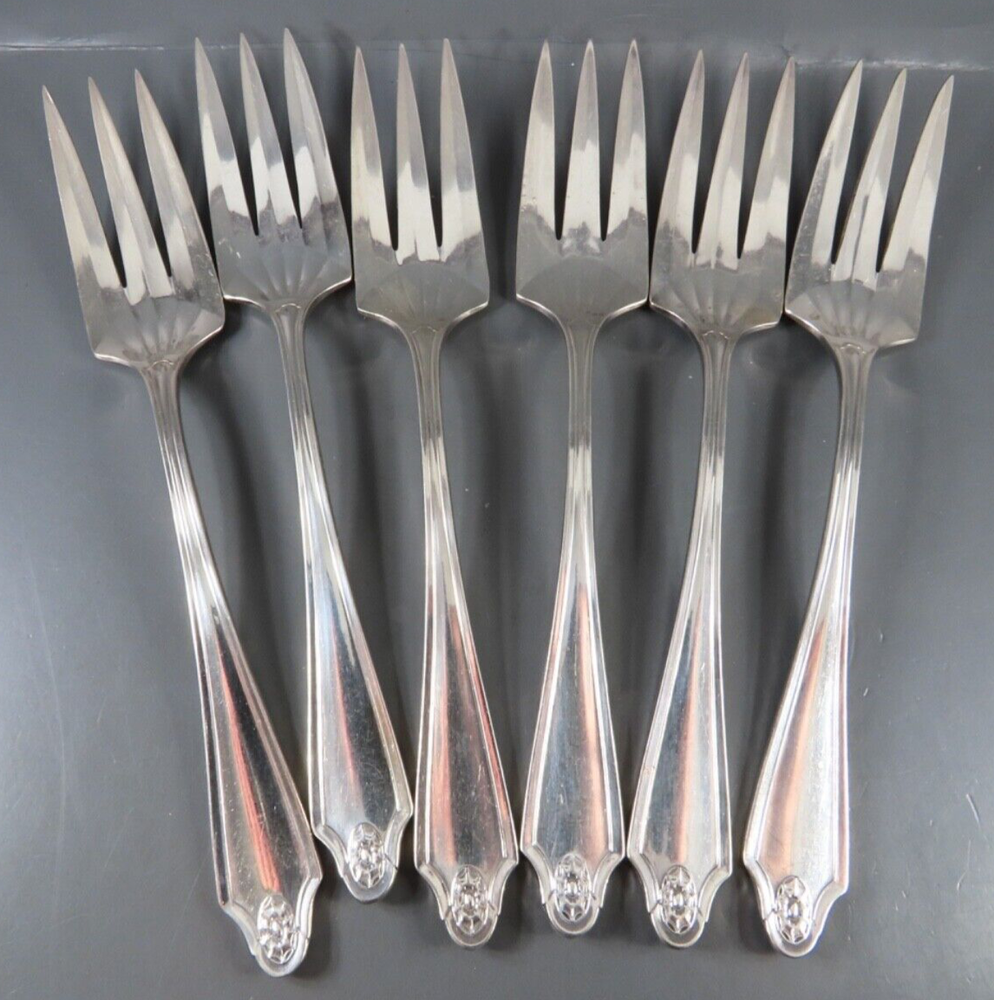 VTG Oneida Community SILVER PLATE GEORGIAN Set of 6 Individual Salad Forks  1912