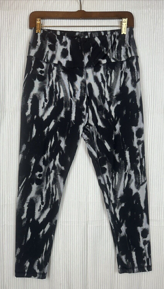 Z by Zella Womens Stretch Leggings Gray Black Abstract Print Medium Athleisure-image