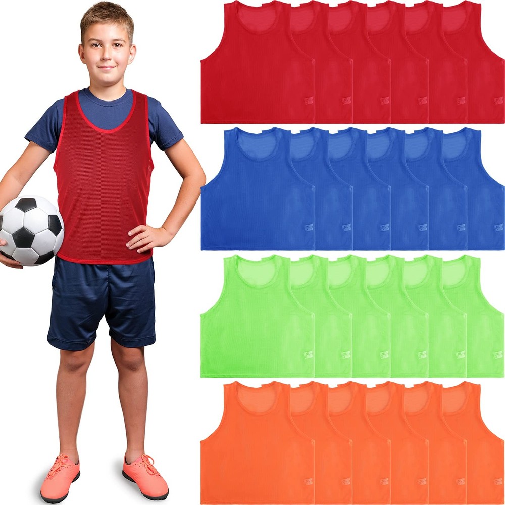 24 Pcs Nylon Mesh Scrimmage Team Practice Vests Pinnies Jerseys for Children ...
