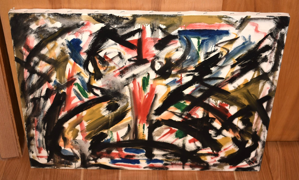 1962  Boston Mid Century Amazing White Abstract Flower Painting Edward Cooper