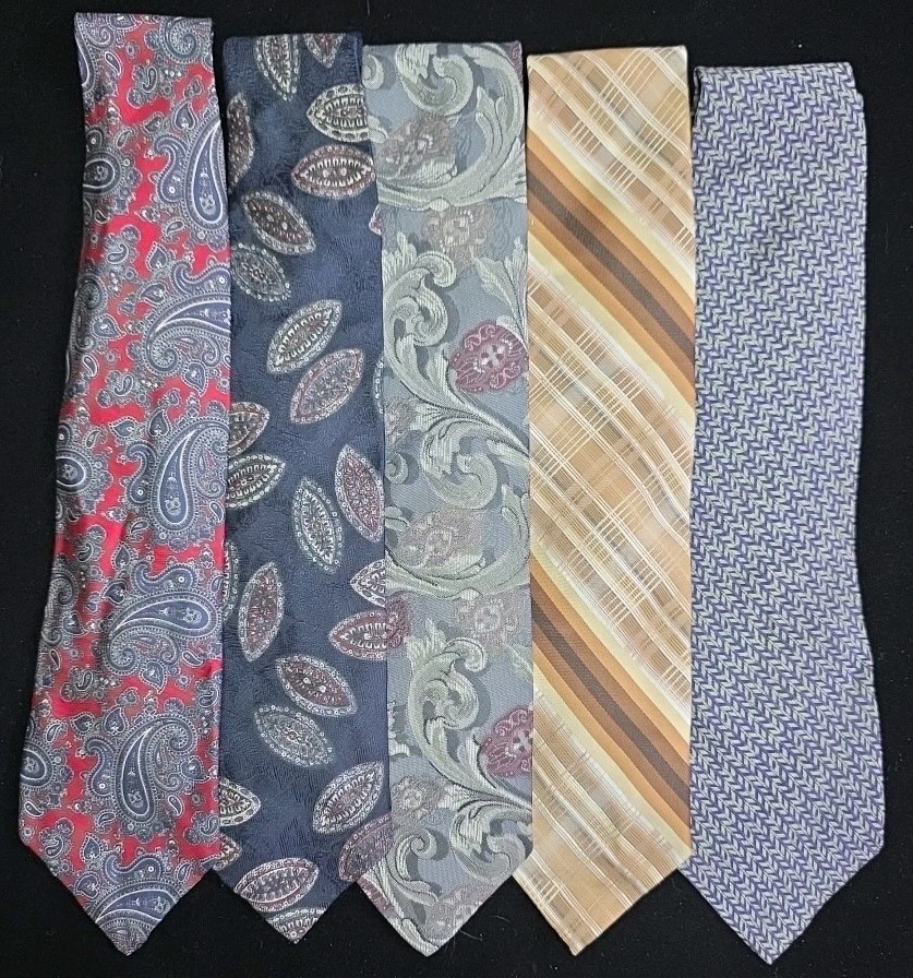 Men's Neck Tie Silk Ties Vtg Lot of 5  Armani, Wimbley, Clairborne, Eaton, 56x3