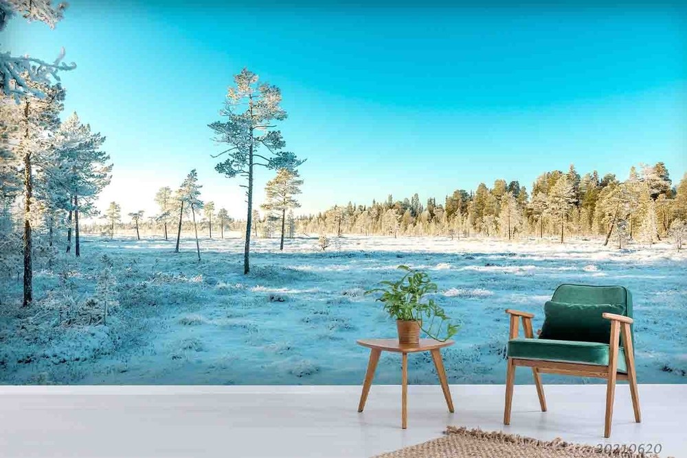 3D Forest Snow Winter Landscape Wall Murals Wallpaper Murals Wall Sticker