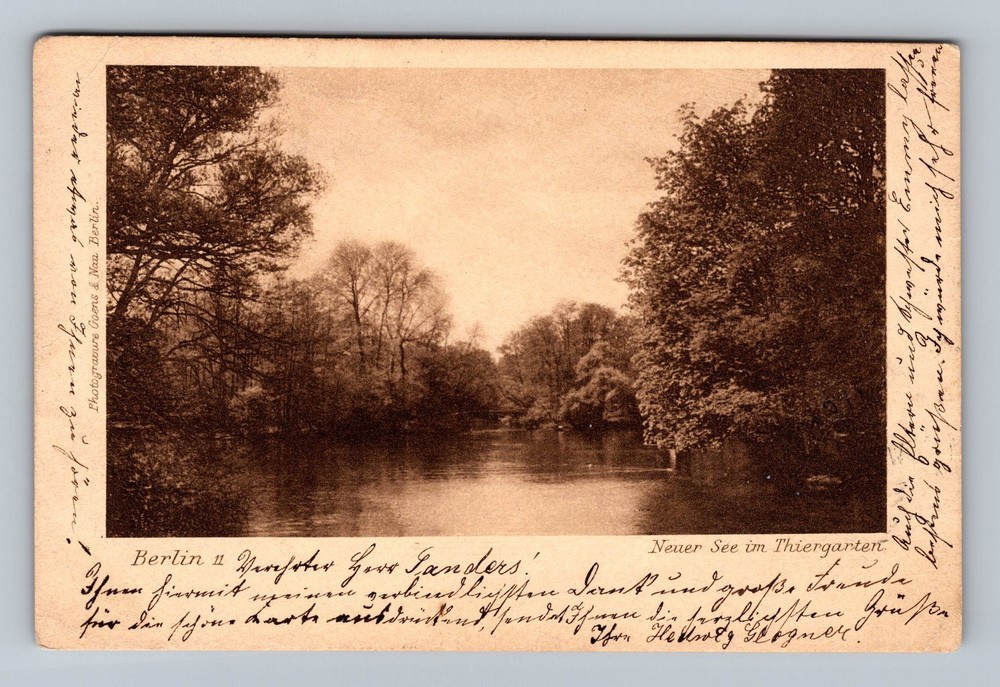 Germany- Berlin New Lake In Tiergarten Old Postal Card View PC Vintage Postcard