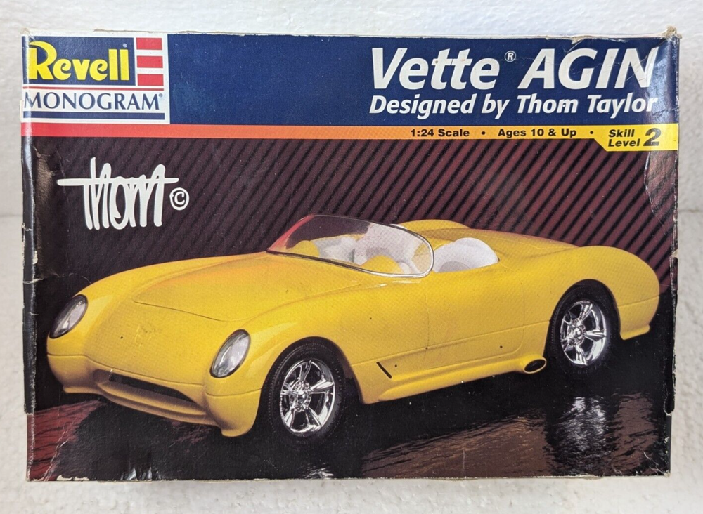 REVELL Monogram PLASTIC MODEL, VETTE AGIN, THOM TAYLOR 1953 CORVETTE, Open Box