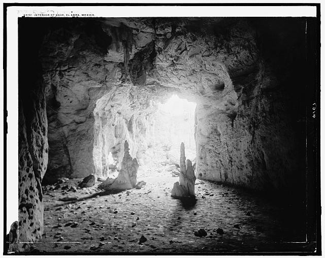 Photo:El Abra Mexico Cave Stalactites Stalagmites 1880s William H Jackson