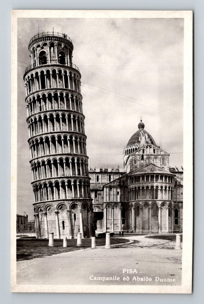 Italy- Pisa Leaning Tower & Apse Cathedral Souvenir Old Postal Vintage Postcard