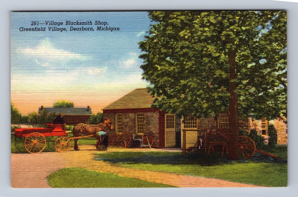 Dearborn MI-Michigan Blacksmith Shop Greenfield Village Vintage Postcard