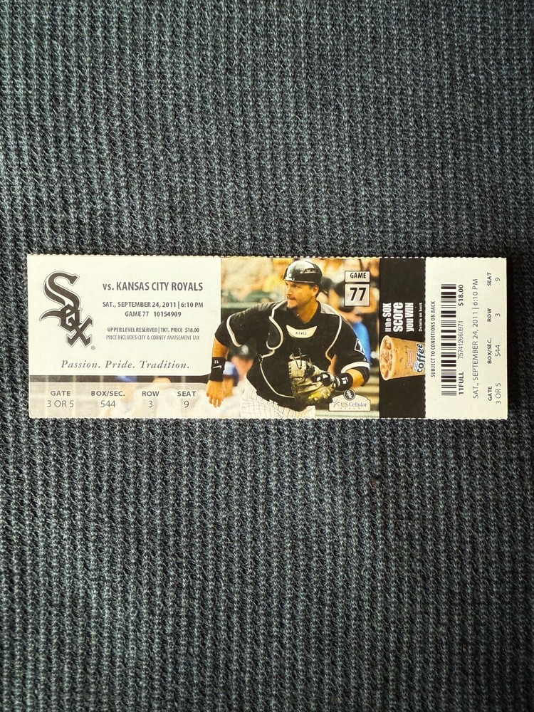 Chicago White Sox Vs KC Royals Sept 24, 2011 Full Ticket Home Game