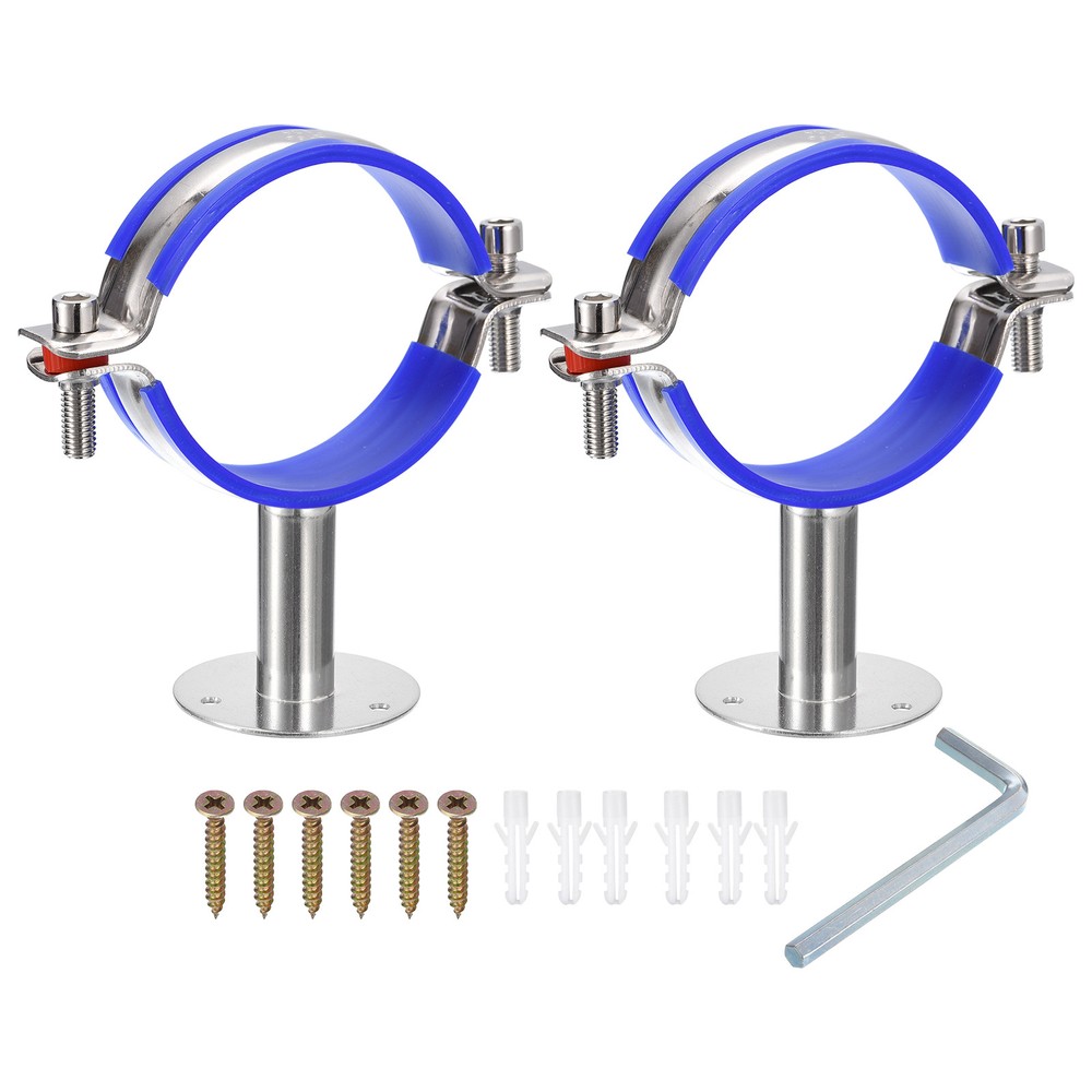 2Pcs Adjustable Pipe Bracket Clamp Strap Fits 80-89mm Pipes