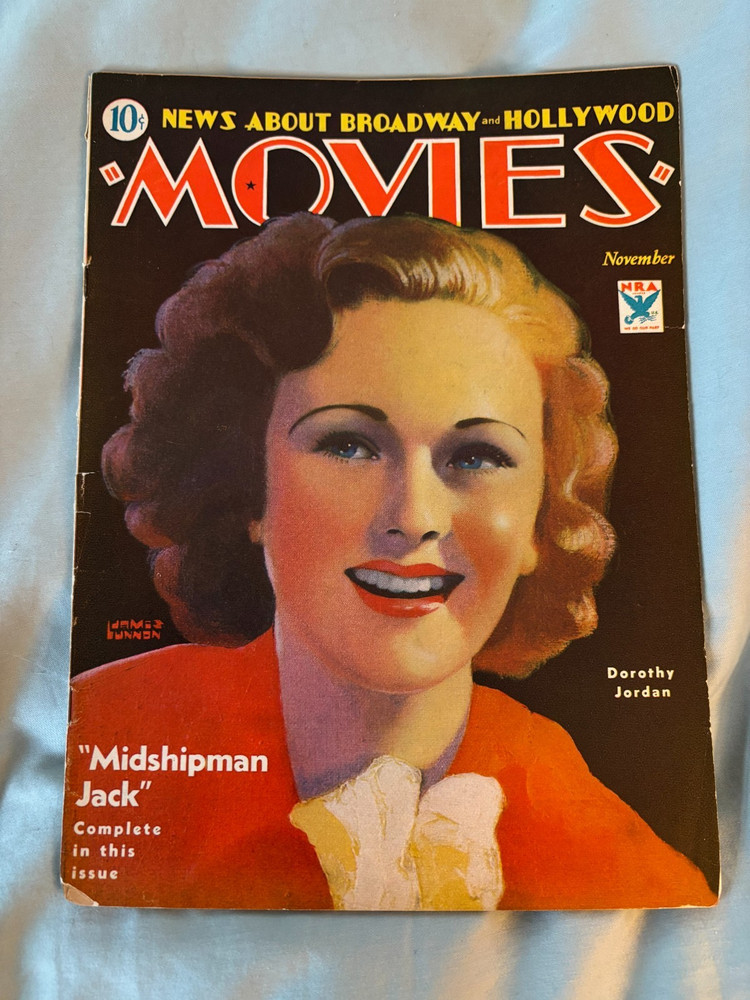 Movies - movie fan magazine Nov 1933 VG Dorothy Jordan cover Midshipman Jack