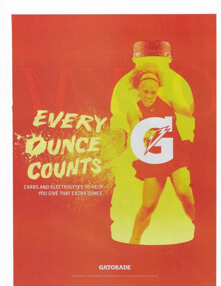 Tennis Serena Williams Gatorade Original Print Ad