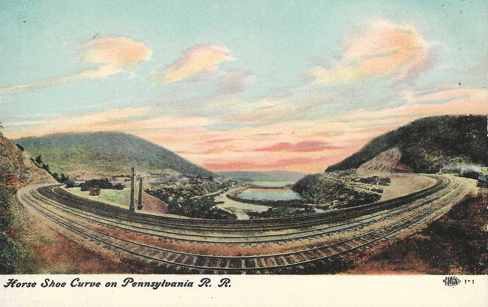 c1910 Near Altoona, PA  ~ Horse Shoe Curve on Pennsylvania R. R. ~ Postcard