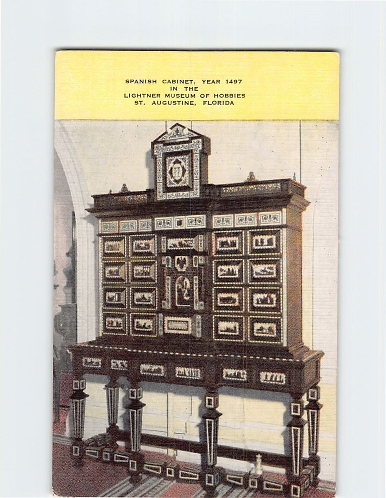 Postcard Spanish Cabinet Lightner Museum of Hobbies St. Augustine Florida USA