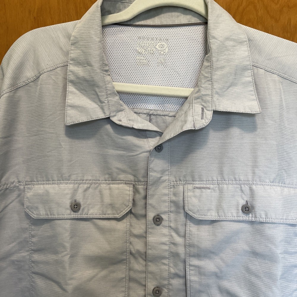Mountain Hardware Canyon Button Up Shirt Mens XXL Gray Long Sleeve Vent Hiking