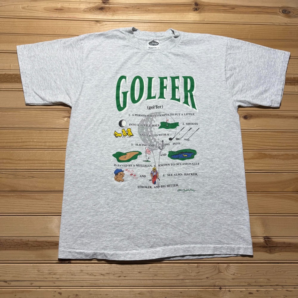 Vintage 90s Golfer Definition Humor Single Stitch Graphic Heather T-Shirt Large