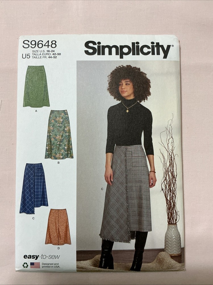 Simplicity 9648 Misses' Asymmetrical Hem Skirt Sewing Pattern Size 16-24 Uncut