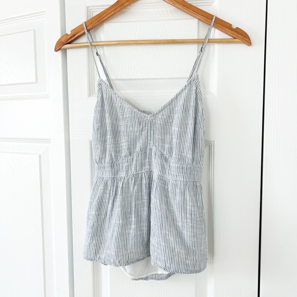 Abercrombie & Fitch Blue Striped Tie-Back Peplum Cami Top Size Small