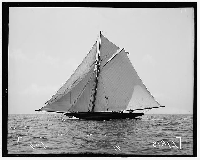 Photo:Liris Sloop Yacht Sailing 1891 Detroit Publishing Company