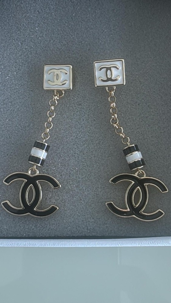 CHANEL Gold-Tone CC Logo Earrings for Women Luxury Fashion Jewelry