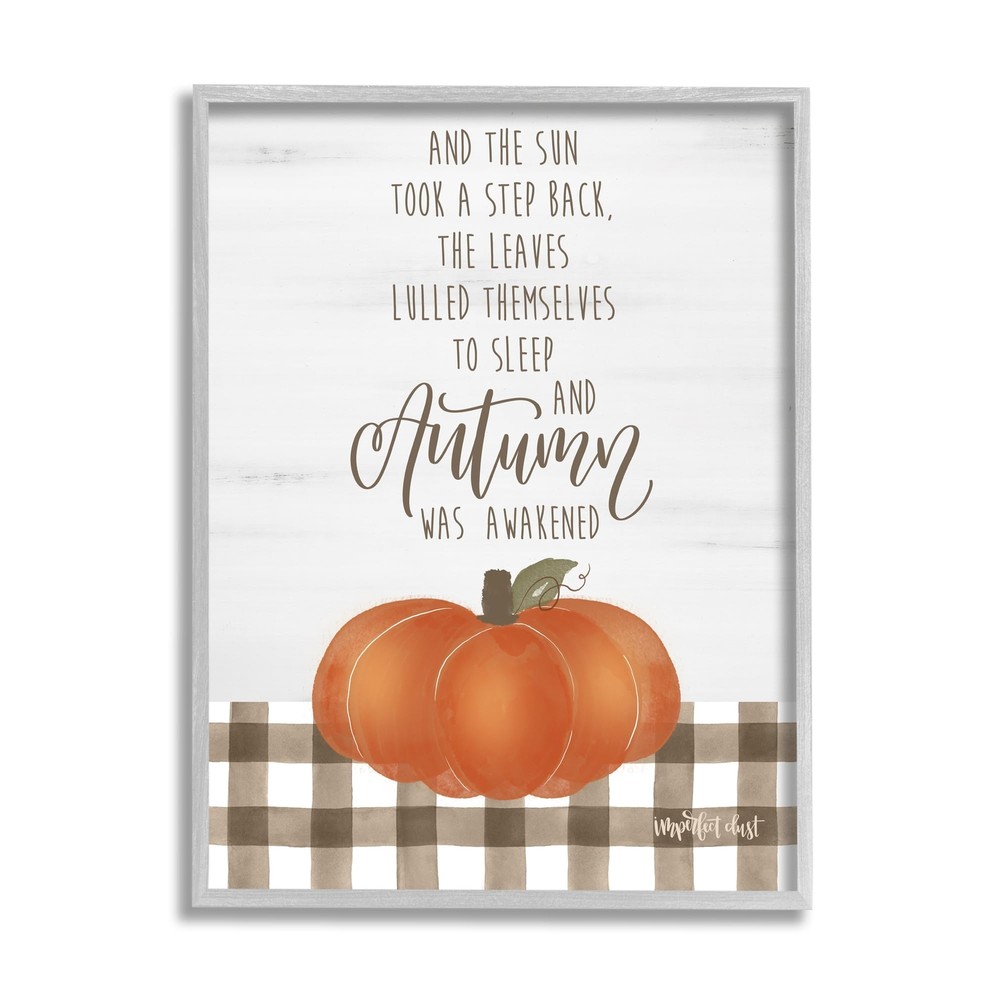 Autumn Seasonal Phrase Gray Framed Giclee Art Design by Imperfect Dust