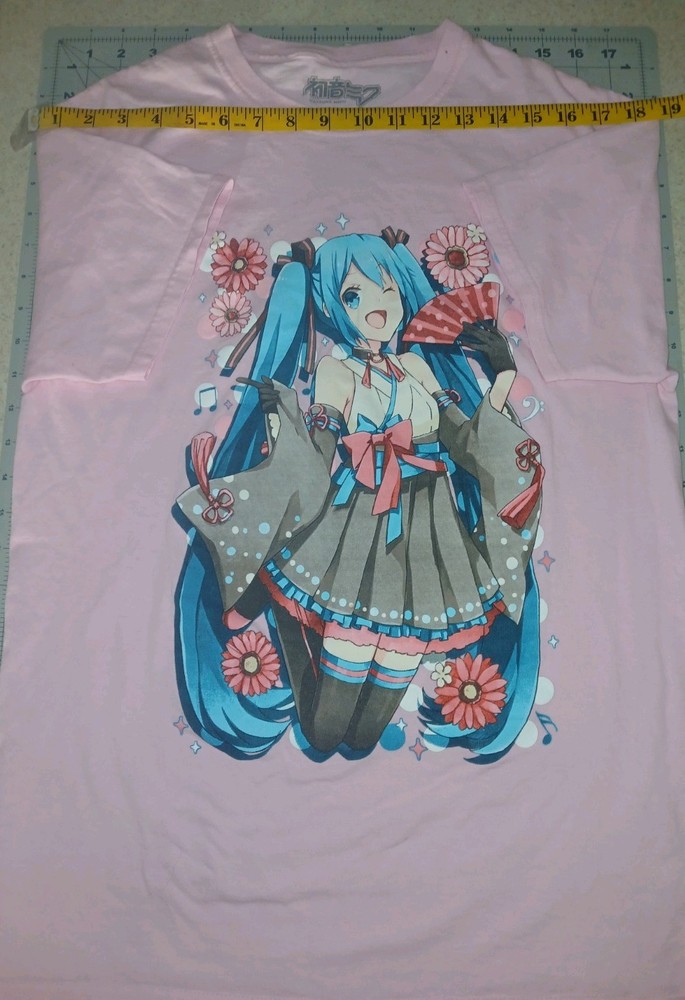 Hatsune Miku Pink Graphic Print Crew Neck Short Sleeve T-Shirt Size M