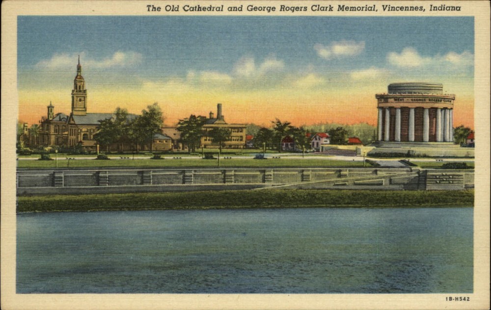 Old Cathedral ~ George Rogers Clark Memorial Vincennes Indiana ~ 1930s postcard