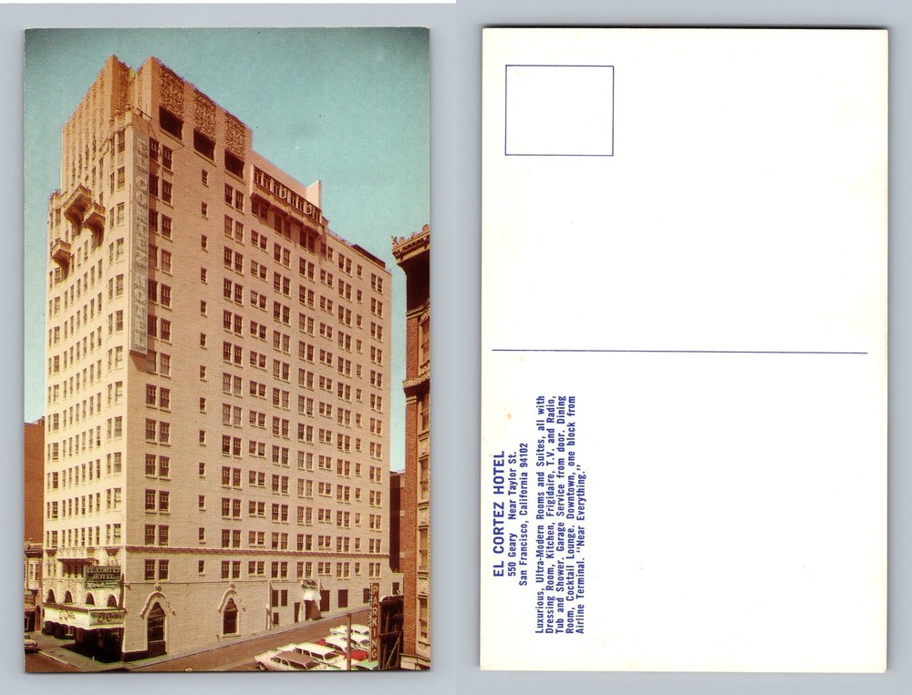 San Francisco, CA-California, El Cortez Hotel View PC Vintage Postcard