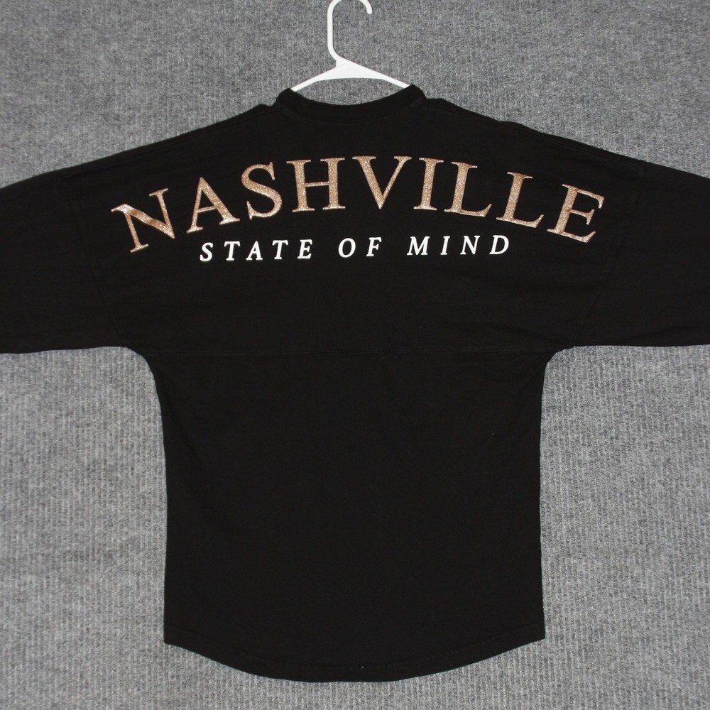 Spirit Jersey T Shirt Womens XS Black Nashville State of Mind Long Sleeve