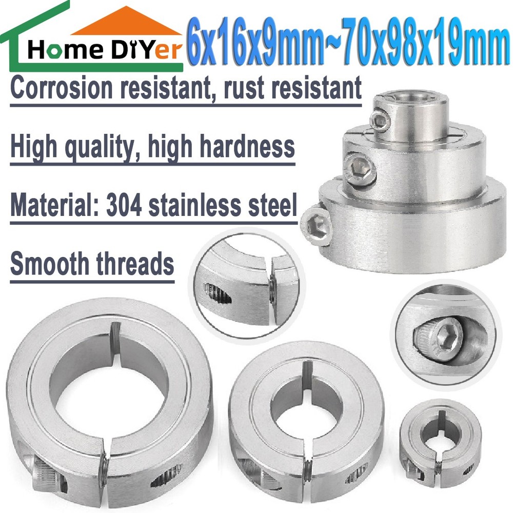 6mm-70mm Bore 304 stainless Single Split Shaft Stop Clamp Collar Thick 9mm-19mm